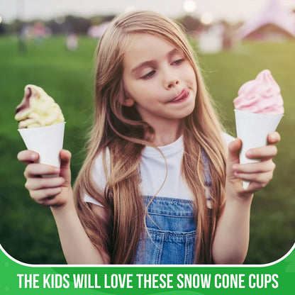 4.5oz White Paper Snow Cone Cups, Eco-Friendly, For Water, Shaved Ice, Slushies, Set of 200