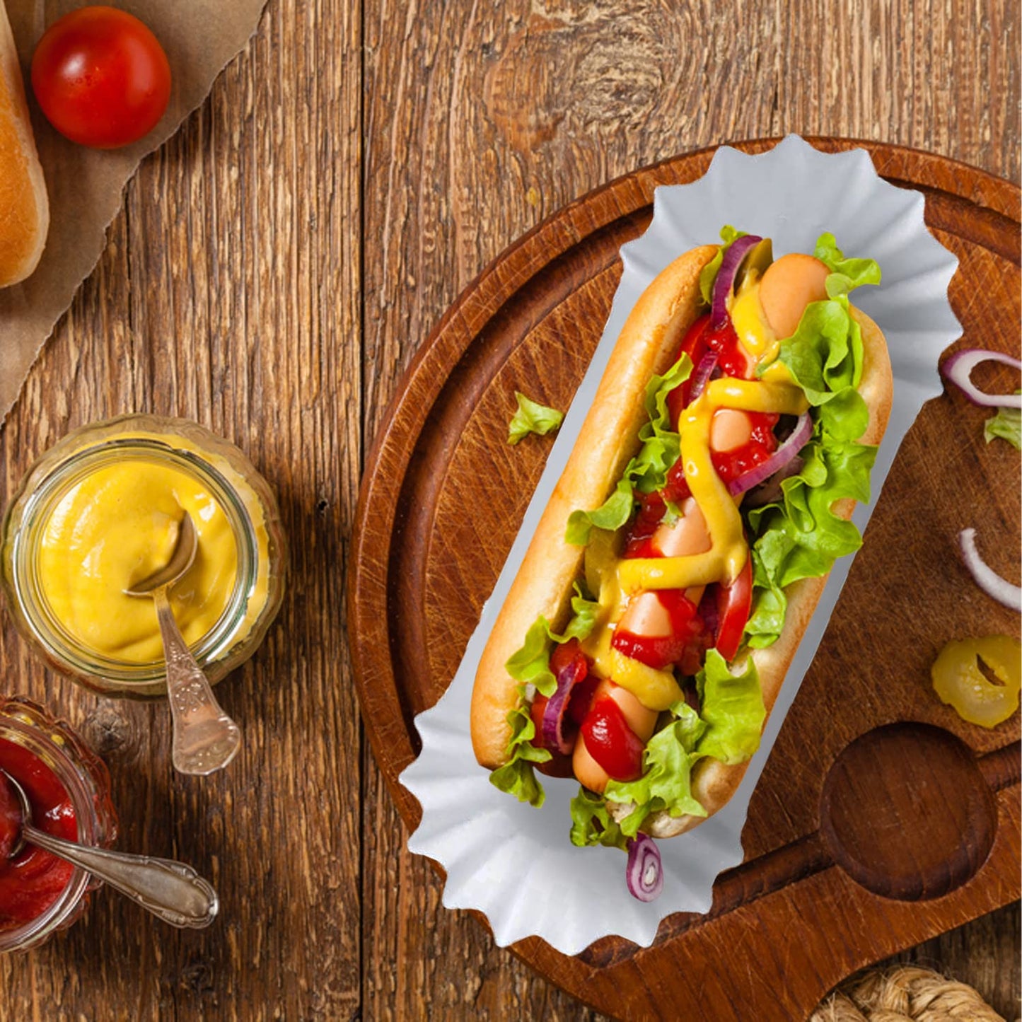 6" Fluted Paper Hot Dog Trays