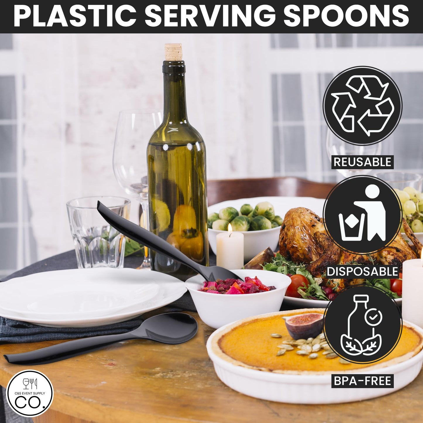 Plastic Serving Spoons, Reusable, Disposable, For Weddings, Catering, Buffets, Parties, Bulk